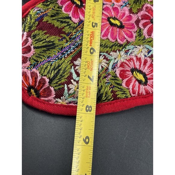 Embroidered Floral Colorful Handmade Oven Mitt Pot Holder Poppies Set 2 - Picture 11 of 12